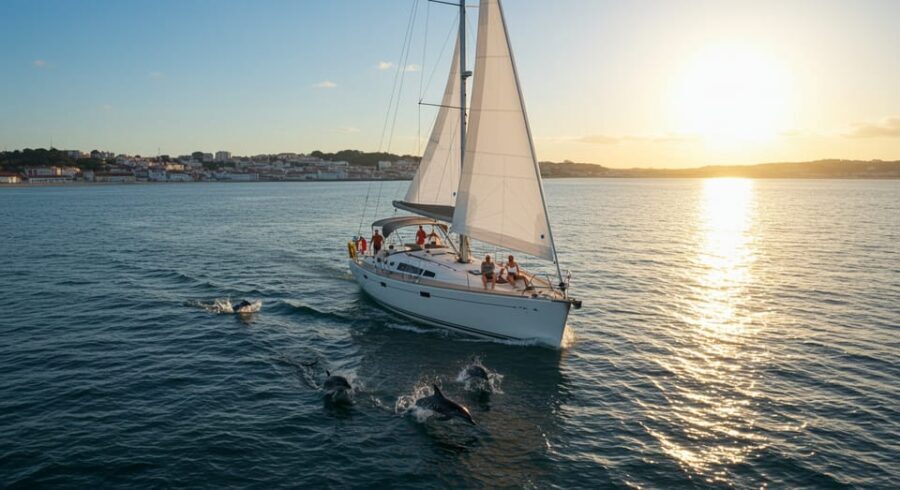 Lisbon: Champagne Sailing Tours - Doca de Santo Amaro: boarding Yacht Mara and settling in