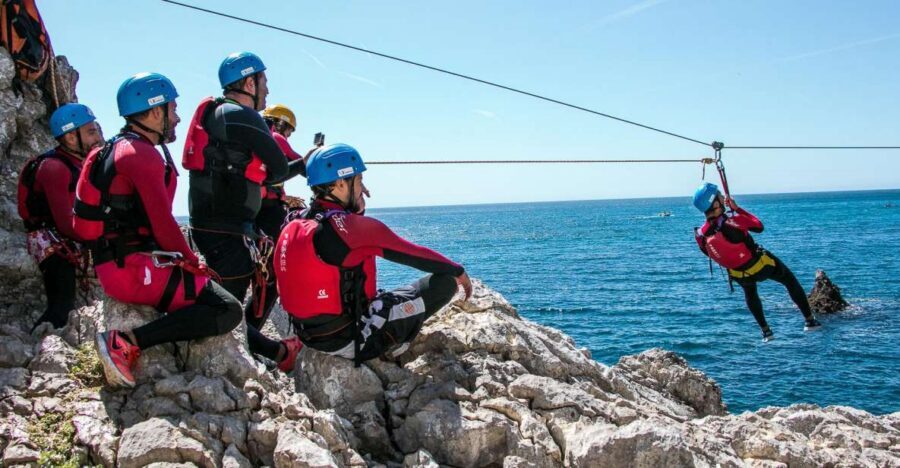Lisbon: Sesimbra/Arrábida Natural Park Coasteering Adventure - The actual route: climb, rappel, swim, and jump along the Arrábida coast
