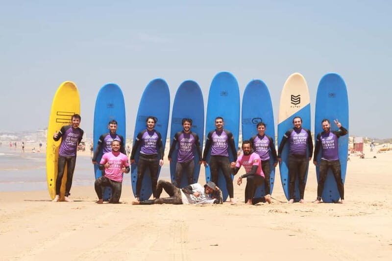 Lisbon: The Surf Instructor - surf lessons with transfer - The beach base at Praia do Castelo: why the location helps beginners